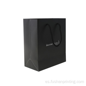 Bolso de papel de embalaje cosmético de color negro personalizado